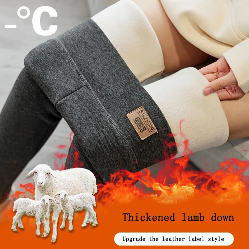 

Warm Plush Up Thick Oversized Elastic Slimming Cotton Pants Lamb Cashmere Leggings High Waist Extra Thick Leggings Women Winter