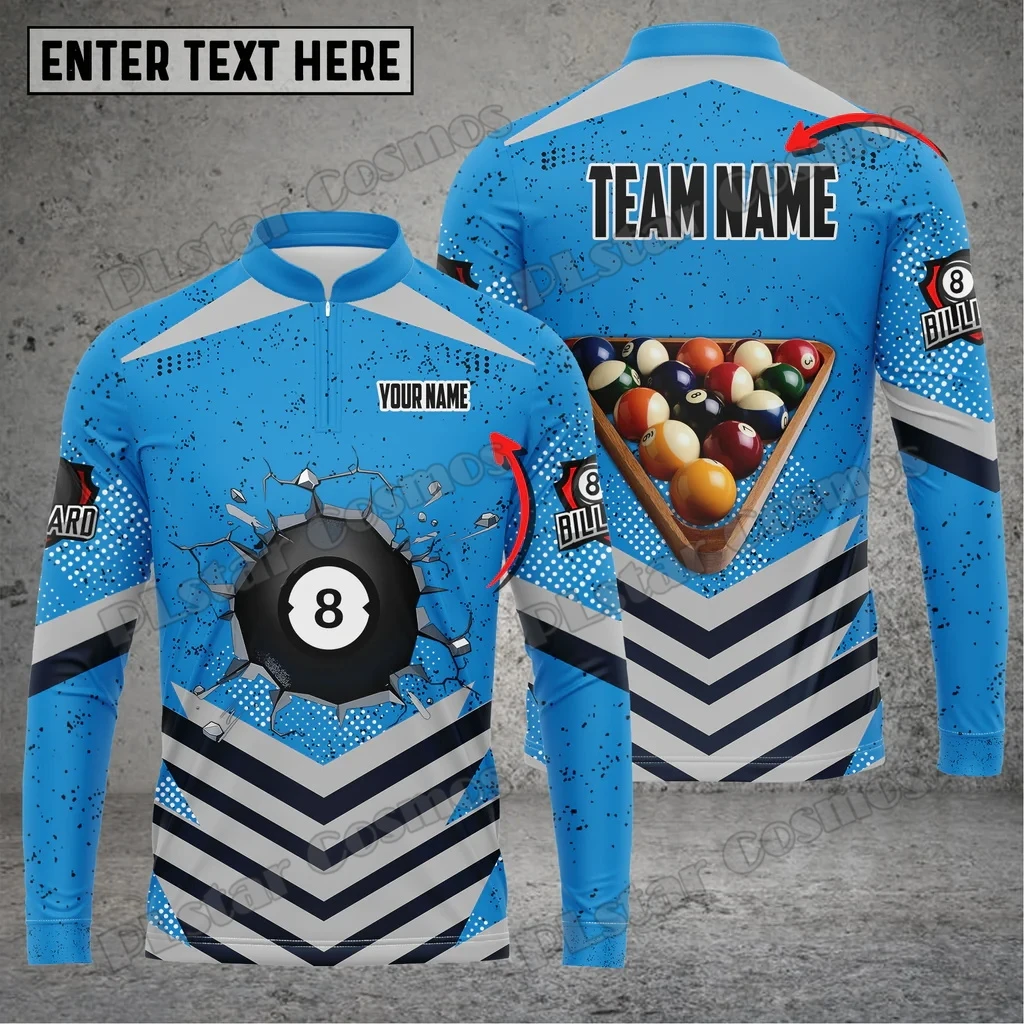 Billard Ball Bunte Personalisierte Name 3D Gedruckt männer Langarm Zipper Polo Shirt Herbst Unisex Casual Polo Shirt WK130 – Detail 9