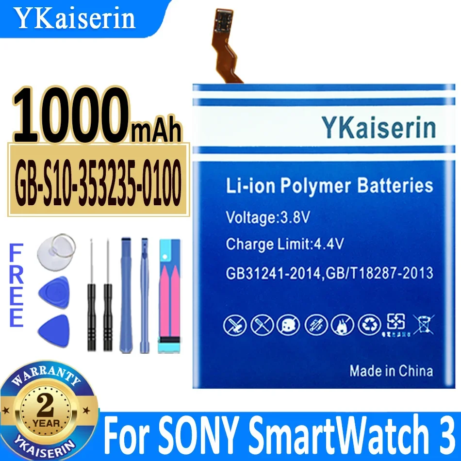 1000Mah Ykaiserin Batteria Gb-S10-353235-0100 Per Sony Smartwatch 3 Smartwatch Ch3 Sw3 Gb-S10 3Sas Swr50 S10 In Magazzino Bateria