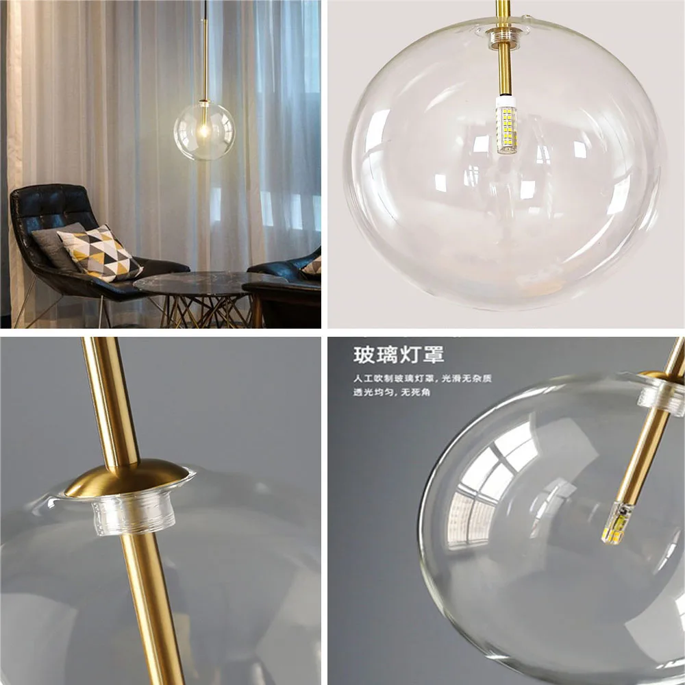 Modern Nordic Pendant Lamp Minimalist Clear Glass Lights Transparent Glass Ball Hanging Lamps pendant lights pendant lamp for Loft Living Dining bedroom
