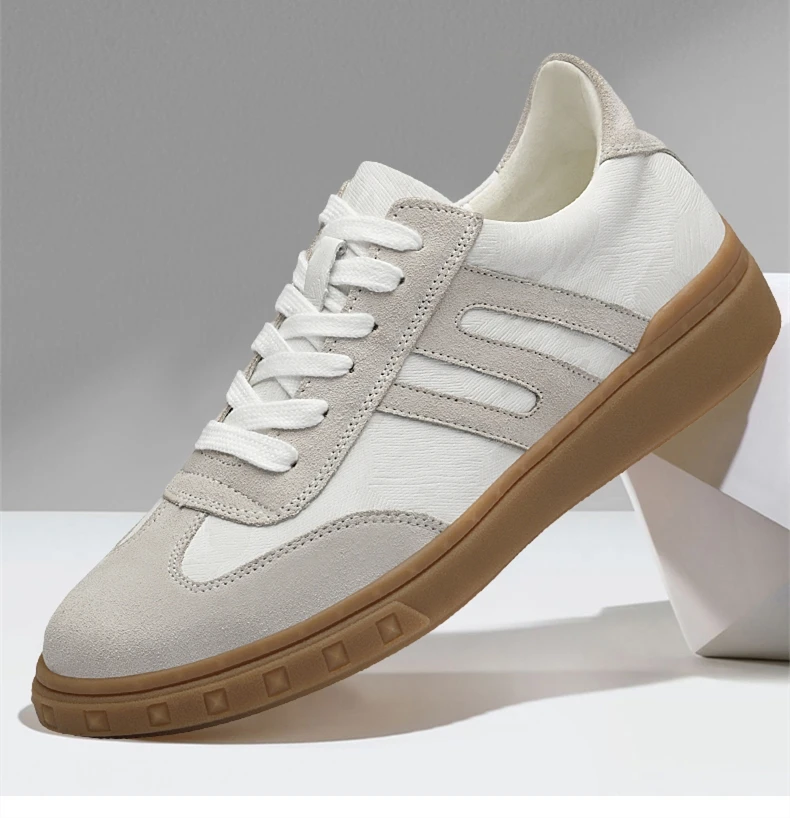 Kuh Wildleder Aufzug Turnschuhe Männer Casual Leder Runde Kappe Lift Sport Frauen Lace Up Mode Patchwork 6CM Höhe Zunehmende schuhe – Detail 3
