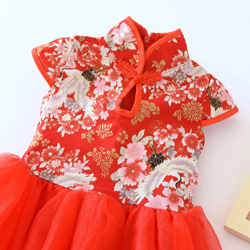 Girls Dresses Spring Summer Children's Chinese Style Dress Kids Cheongsam Princess Dresses For Girls Baby Tutu Clothing