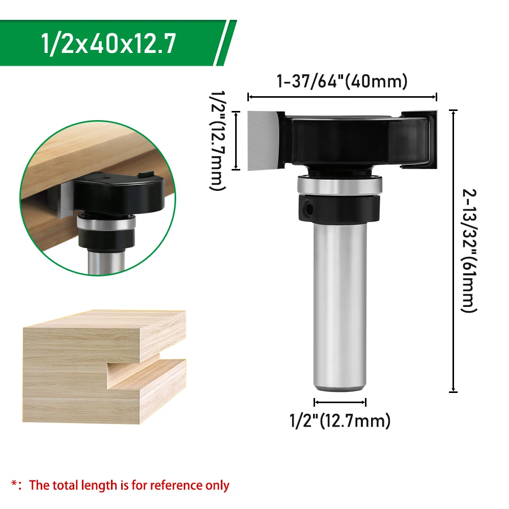 LAVIE 1 Stück 12mm 1/2 Zoll Schaft T-Nut-Fräser mit Lager - Doppelkantiger Nutfräser für Holznutfräsen – Detail 19