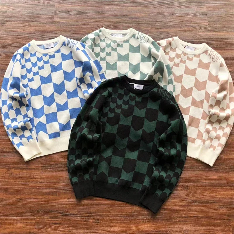 

New Rhude Cashew Jacquard Sweater Men Women Oversized Top Quality Sweatshirts y2k