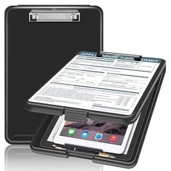 Lavagna in Plastica Nera - Con Scatola Portaoggetti, Design Sottile, Adatta per Casa e Ufficio, Clipboard per Appunti