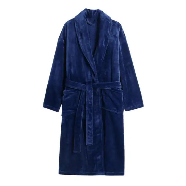 2025 Robe en flanelle pour femmes, peignoir épais et chaud en polaire avec poches, chemise de nuit longue en peluche douce pour l'hiver, vêtements de nuit