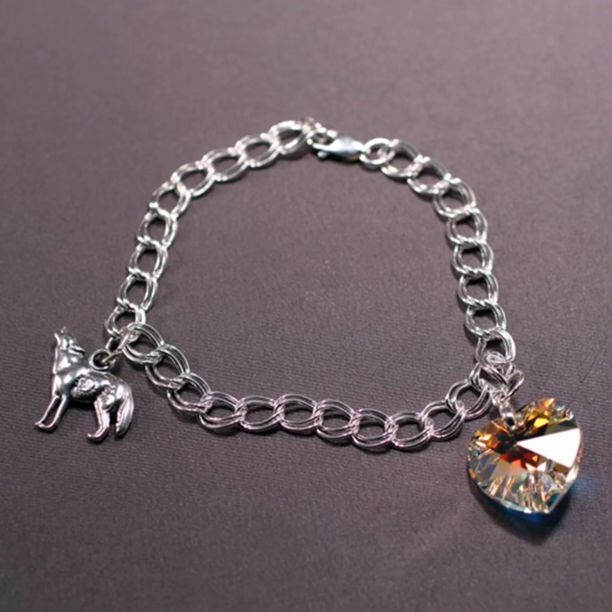 1pcs Breakig Dawn Bracelet Bella's Wolf Heart Jewelry Silver