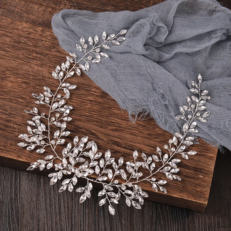 Luxus Kristall Haar Rebe Stirnband Tiara für Frauen Braut Strass Braut Hochzeit Haarschmuck Schmuck Stirnband Haarband – Detail 5