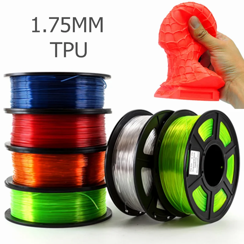 Tpu 3D Printer Filament Flexibele 1.75Mm 250G Sublimatie Plastic Filamenten 95A 3D Afdrukken Materialen Zwart Transparant Rood Blauw