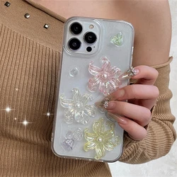 Elegant 3D Crystal Lily Flower Phone Case with Pearl Epoxy and Glitter Finish - iPhone 12 Pro (Flower)