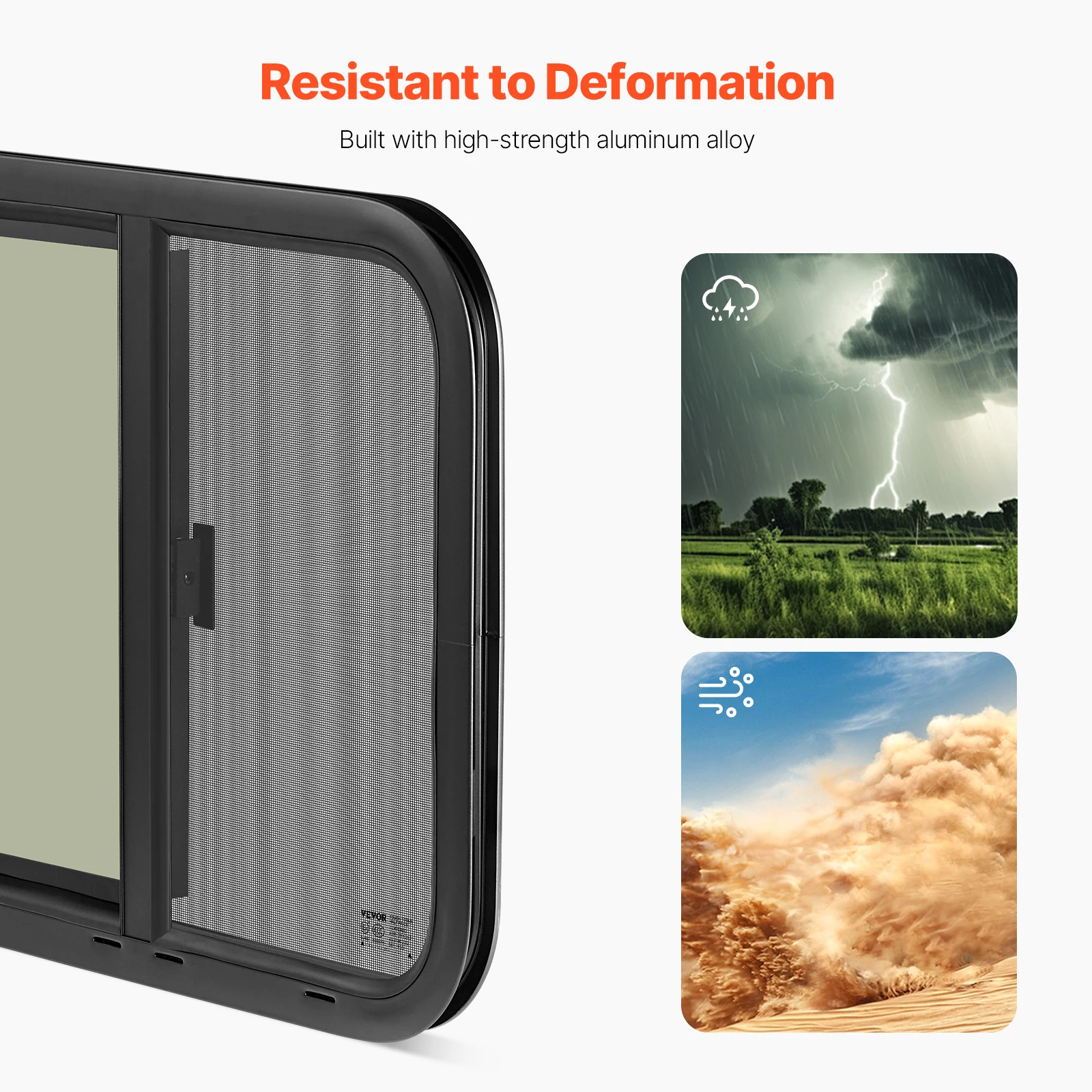 Tinted Horizontal RV Window with Net Screen and Trim Ring