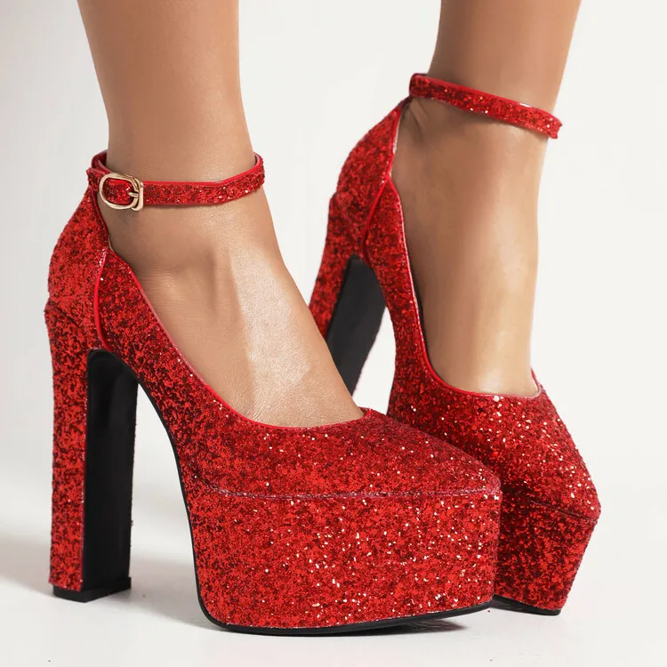 Ochanmeb glitter pumps materials