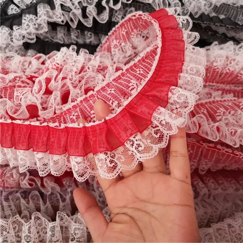 1Yards Embroidery Lace Fabric Pleated Laces Ribbon 5cm Guipure Lace Collar Sewing Dresses Trims lace fabric,lace ribbon,lace garment accessories,lace sewing supplies,lace decoration,lace accessories,lace sewing accessories