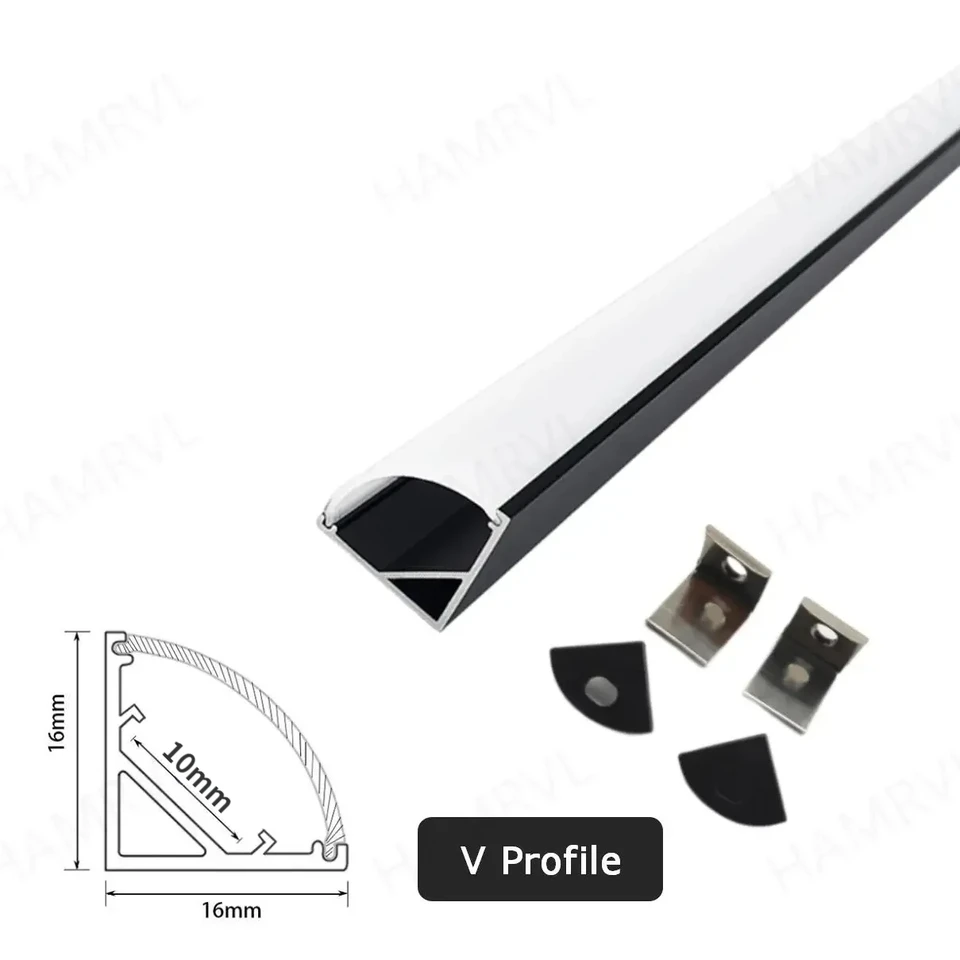 Aluminiumprofil Für LED-Streifen – 2 M Lang, Schwarz Eloxiert, Mit Transparenter Abdeckung & Montagezubehör