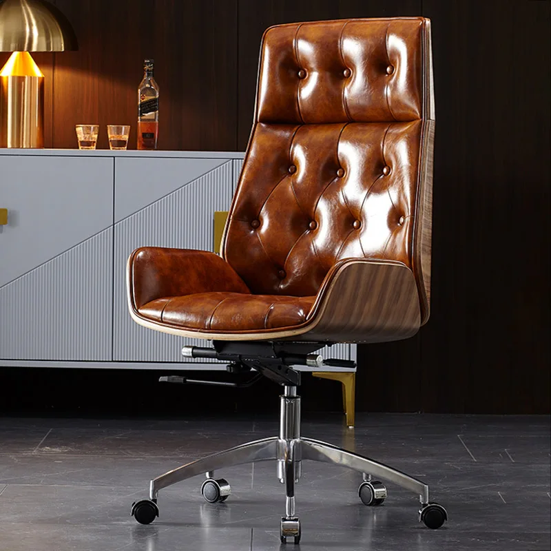 Swivel Computer Office Chairs Vintage Design Work Study Rolling Leather Chair Dining Accent Chaises De Bureau Home Office T50BY