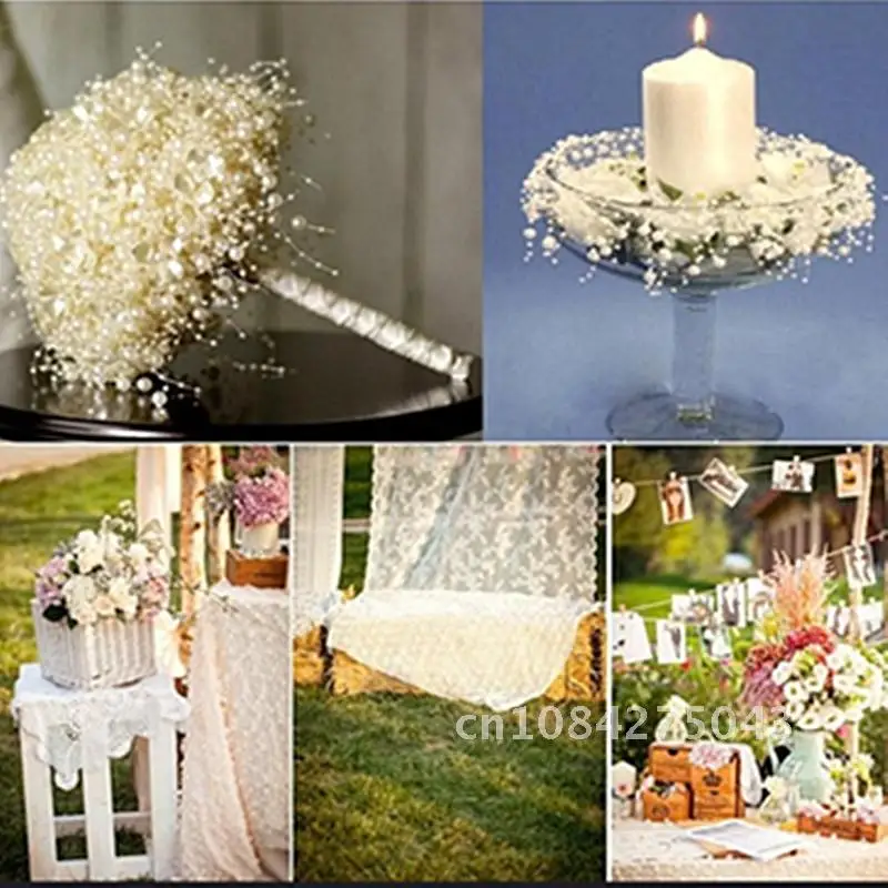 

5 Yards 3-8mm Fishing Line Artificial Pearls Flower Beads Chain Garland Flowers Wedding Party Decoration Diy Accessories