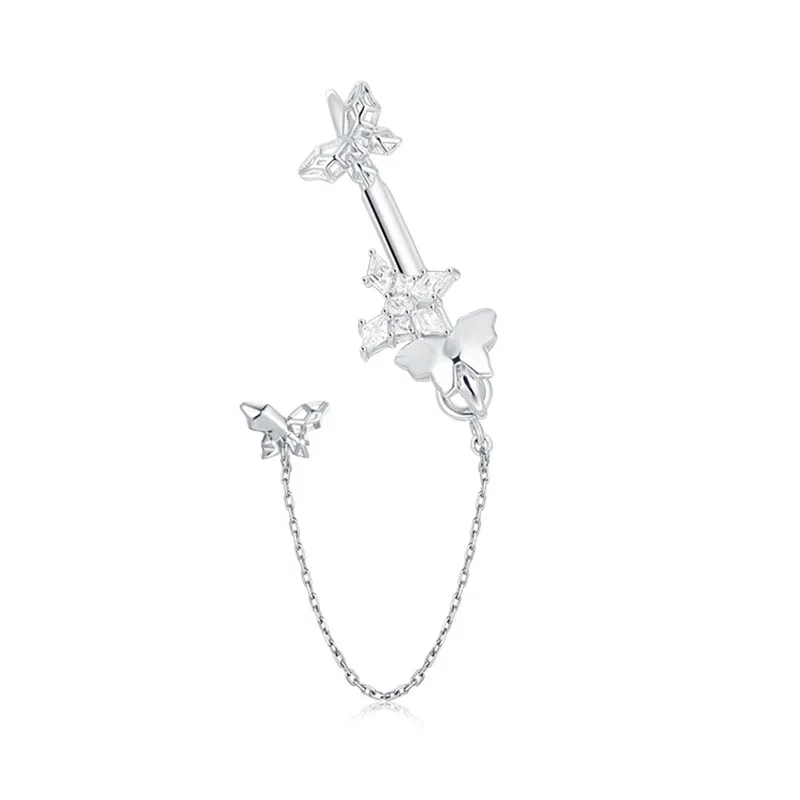 Foydjew Exquisite Butterfly Tassel Ear Cuff Hanging Earrings Women's 2023 New Trend Fashion Metal Single Earring For Women