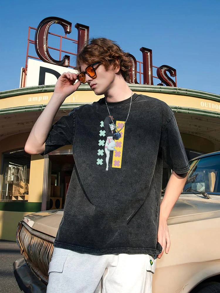 Cyberpunk Acid Anime Tee – Vintage Washed Streetwear Unisex T-Shirt