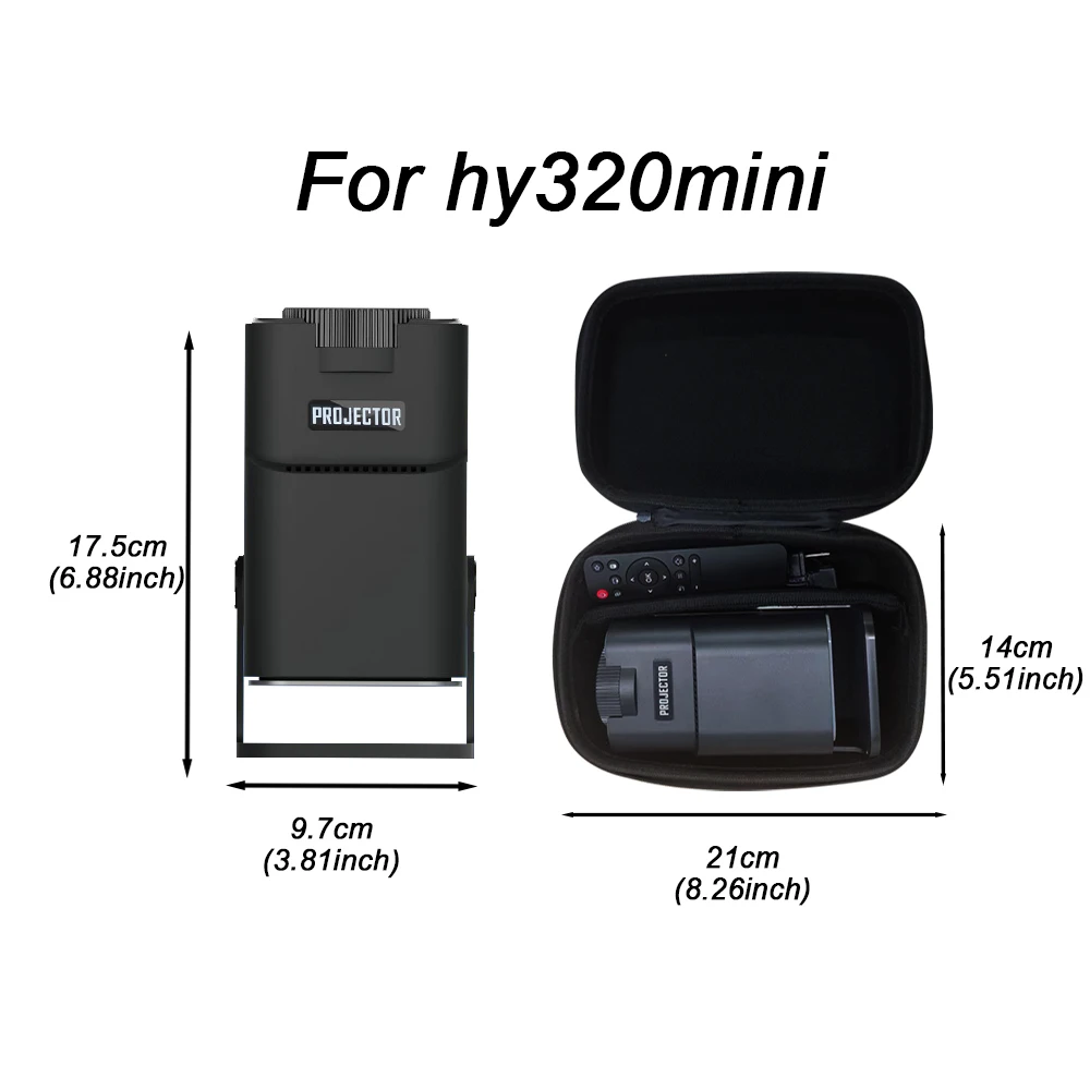 Portable Projector Case with Durable EVA Hard Shell and Zippered Storage - Black/Grey