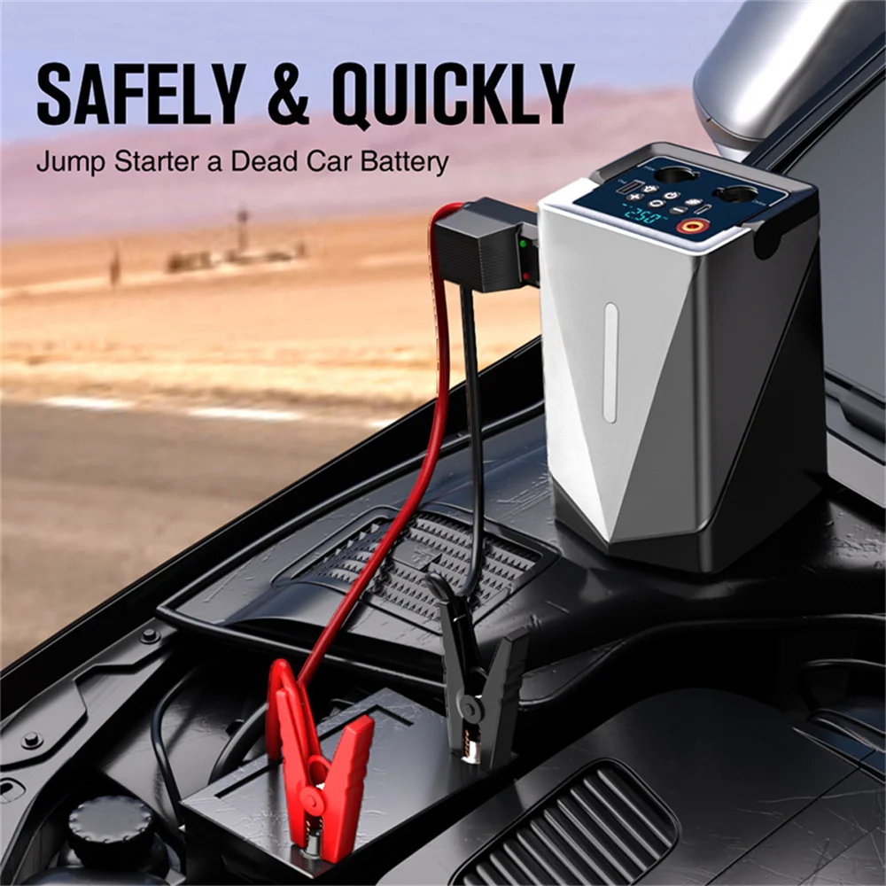 Multifunctional Jump Starter with Air Pump & Blower 150PSI Air Compressor Tire Pump Portable Charger Car Booster Starting Device