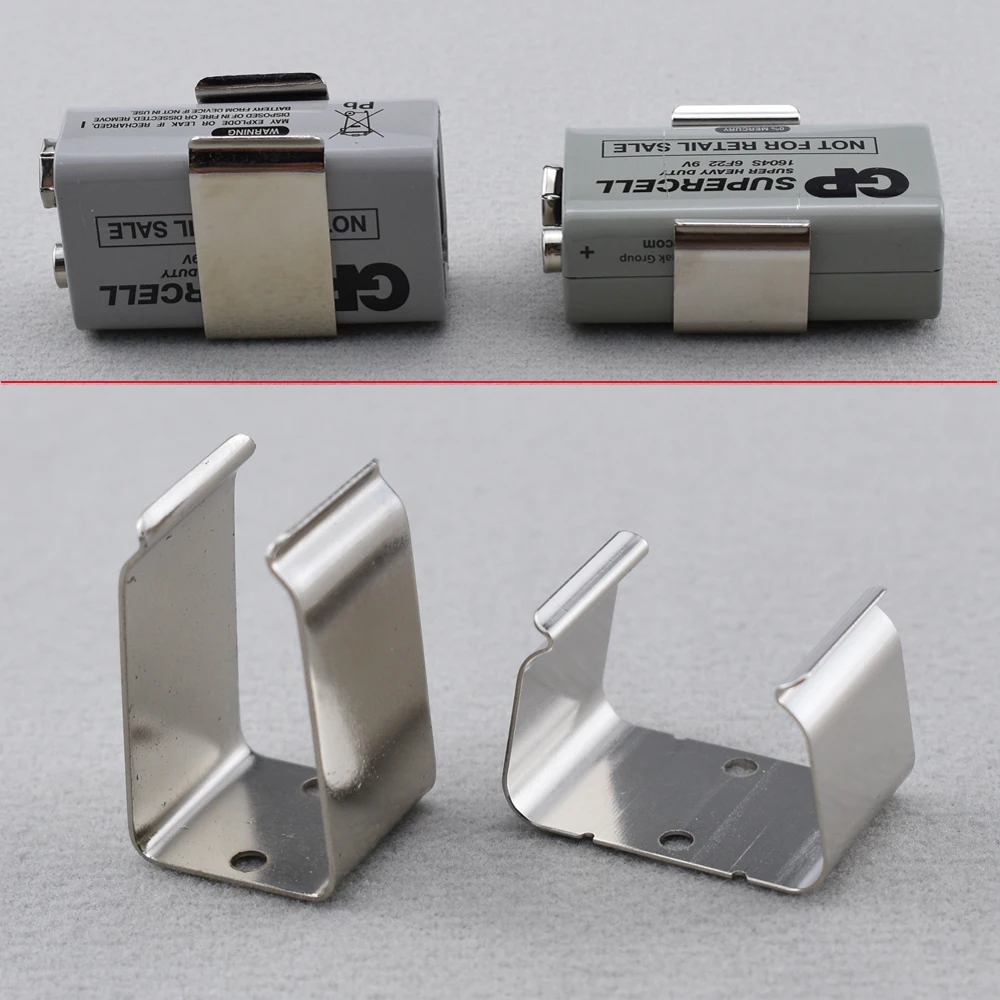 1 Piece Stainless Steel 9V Battery Clip Holder For Active Electric Guitar / Bass-KR(Origin)