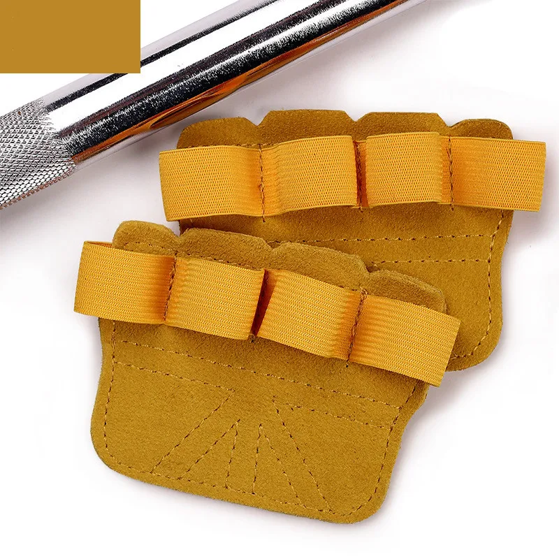 1Pair Weight Lifting Training Gloves Palm Protection Cowhide Fitness Sports Gymnastics Grips Pull Ups Weightlifting Workout 6