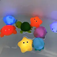 Cute Animal Bath Toy Swimming Water LED Light Up Ocean Sea Animal Set Flashing Floating Bathtub Toys for Baby Infant Kid Toddler 2