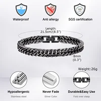 Bracelets à chaîne Vintage pour hommes et garçons, bracelet élégant à maillons cubains en acier inoxydable, bijoux masculins Punk 6