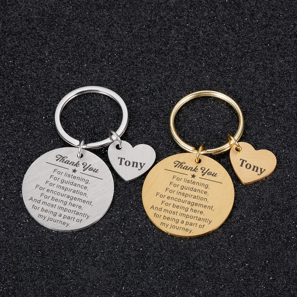 

Thank You Gift Personalised Appreciation Keychain Engraved Name Keyring for Friend Boss Coworker Birthday Inspirational Gifts