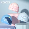 COPOZZ Swimming Cap For Children Kids Waterproof Elastic Silicone Swim Pool Cap Ear Protection Cartoon Swim Hat For Boys Girl 3