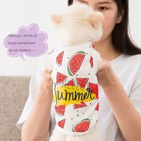 Mesh Cloth Breathable Cat Clothes Summer Two-legged Cat Vest Puppy Cool Full Printing Watermelon Pattern Clothes