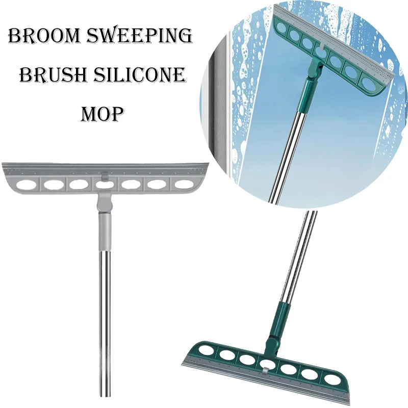 Magic Broom Sweeping Brush Silicone Mop Streak Free Floor Window Cleaner No Water Marks Pet Hair Tangle Free Wide Rubber Head Er