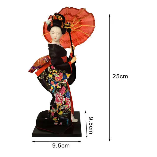 Japanese doll 日本人形 青 着物 傘 舞妓 kimono 差し