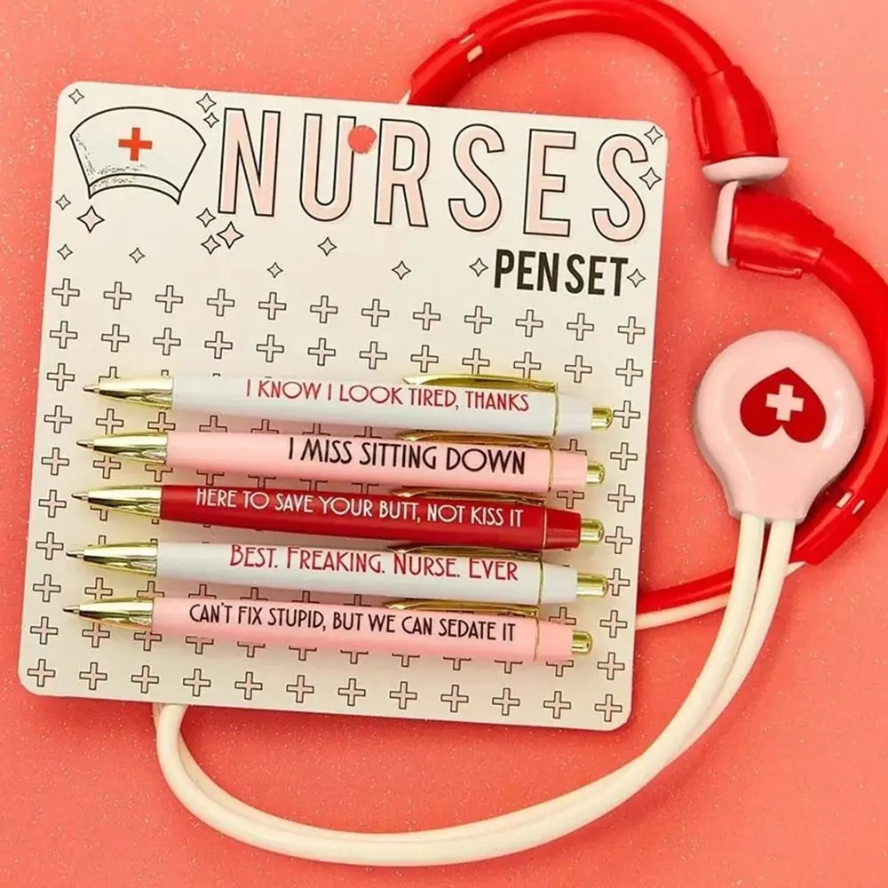 5Pcs Students Nursing Pens Gift For Nurses Doctors Fun Pens Funny Nurses  Pens Set Black Ink Ballpoint Pen - AliExpress