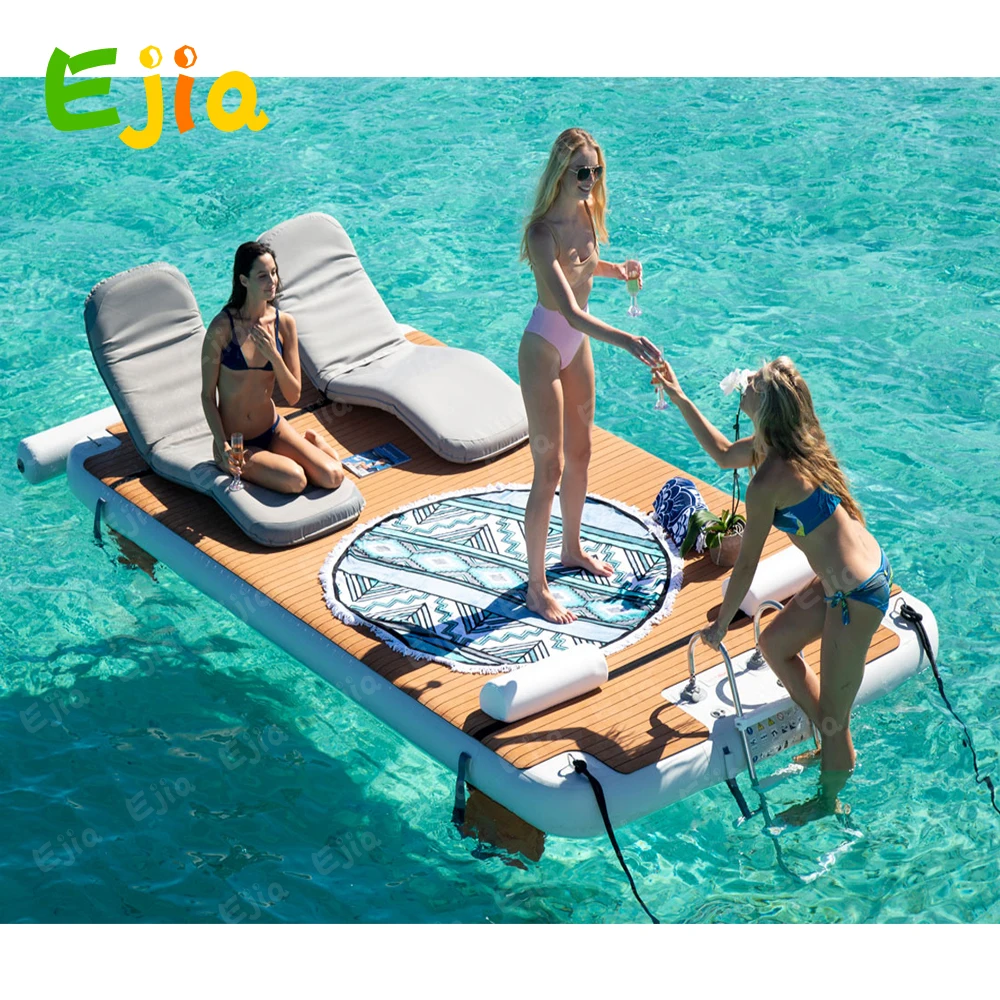 Sea 2/3/4m*20cm Inflatable Floating Dock Platform & Electric Air Pump  Floating Platform For Pool Beach Ocean