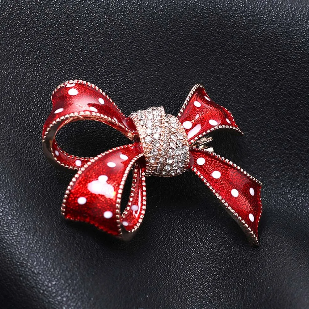 

Wild Elegant Women Enamel Crystal Bow Fashion Jewelry Bowknot Brooch Brooch Pins Scarf Button