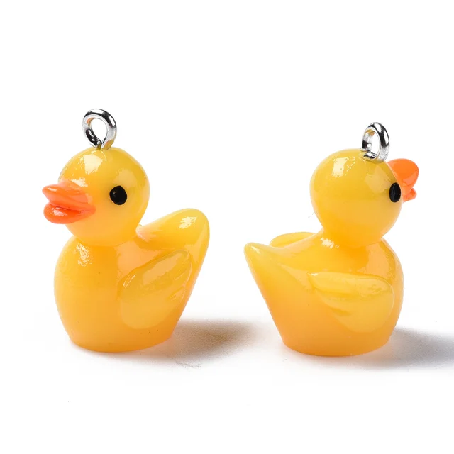 30 Breloques Canard En Résine Colorée 3D | Taille ~19x15x11 Mm, Trou 2 Mm | Pour Bijoux DIY, Bracelets, Colliers, Porte-clés | Cadeau Créatif Mignon