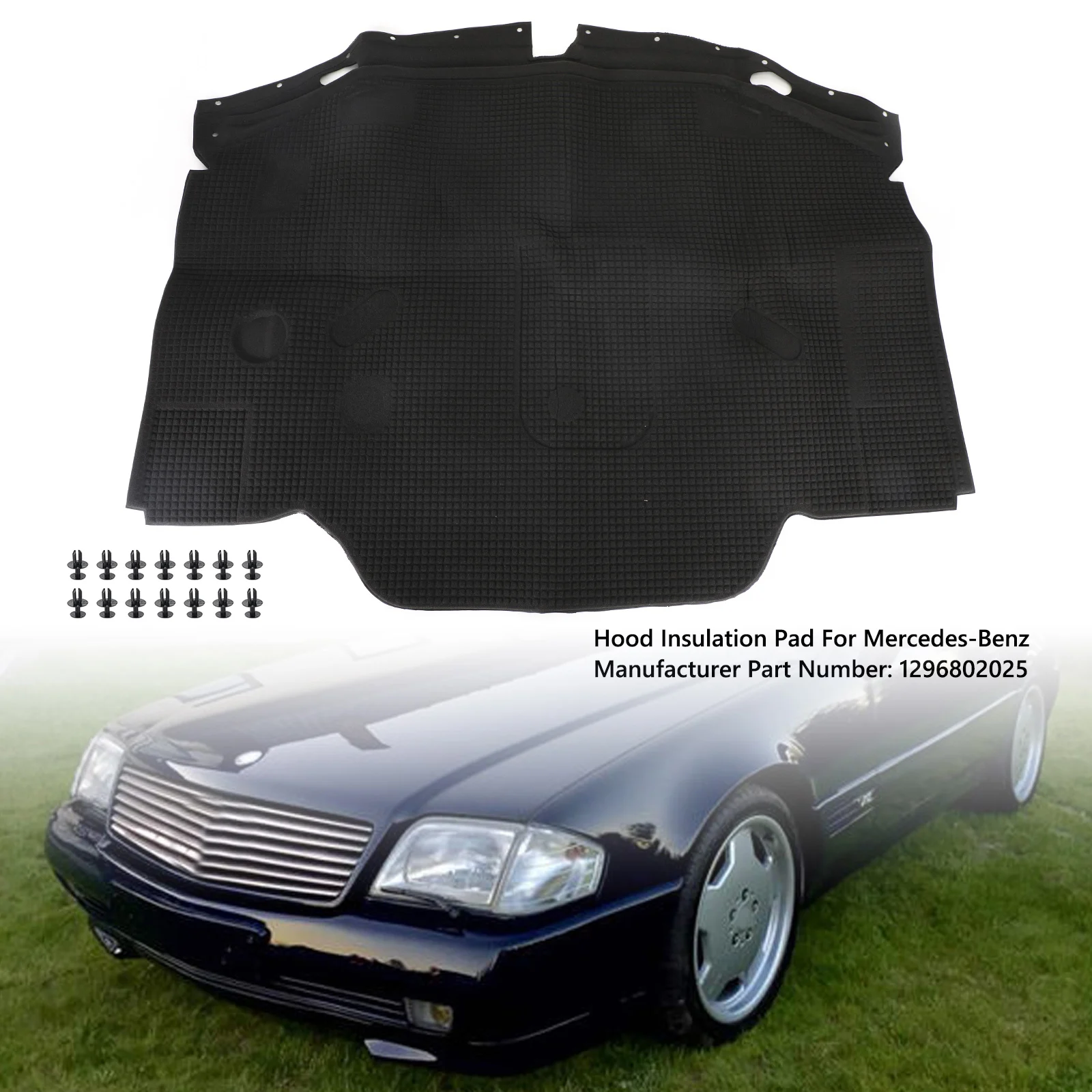 Topteng Hood Insulation Pad 1296802025 For MercedesBenz 300SL 500S