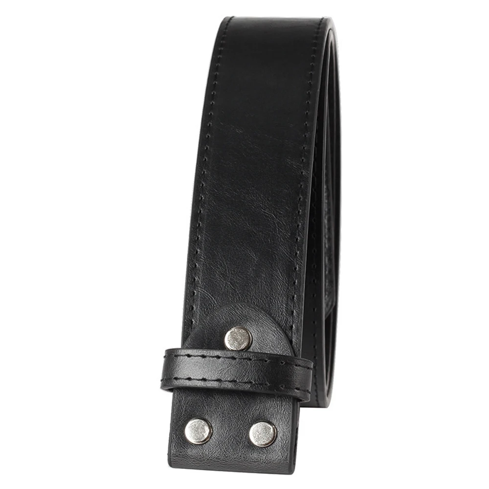 Fashion Screw PU Belt No Buckle Men Women Long Strap 3.8cm