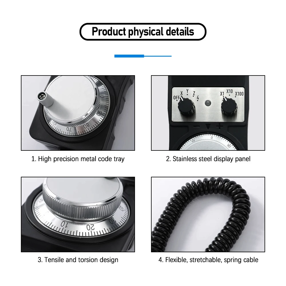 CNC Handwheel HLTNC 4/6 Axis MPG Handwheel 100PPR 5-24V Electronic Handheld Pulse Generator Without emergency stop For CNC Router Machine