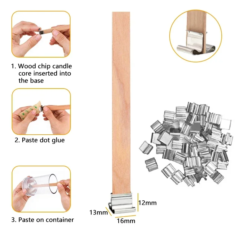Candle Making Kit 20pcs Wooden Candles Wick Smokeless Candle Core with Clip Base Handmade Wood Core Candlewick candle wicks candle wick candle making kit candle making tool
