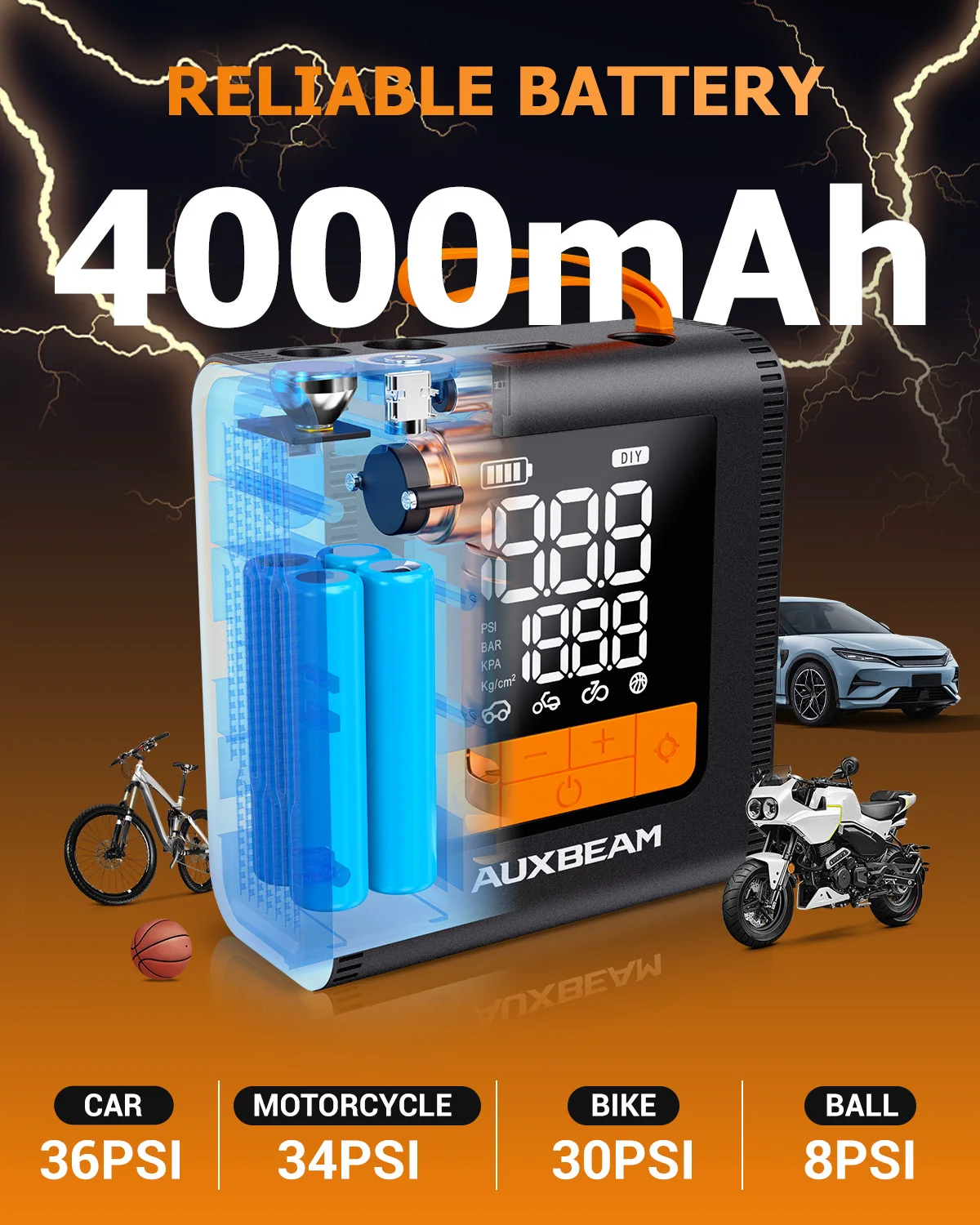 19MM Cylinder Portable Inflatable Air Pump 150psi Air Compressor Universal for CAR MOTORCYCLE BIKE Tire BALL Inflator