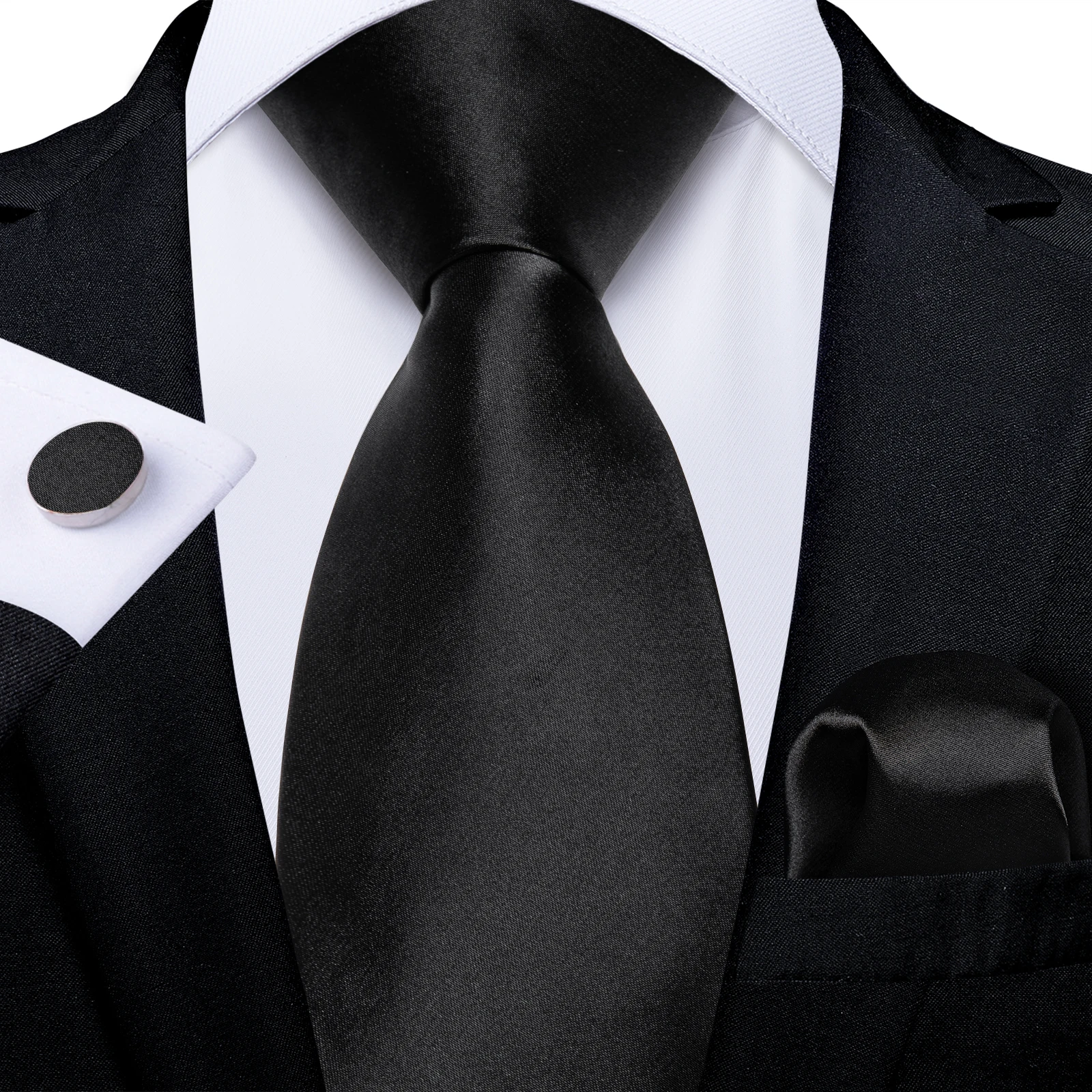 Cravatta Classica Nera Da Uomo 8 Cm – Tessuto Liscio Stile Seta, Lunghezza 150 Cm, Adatta Per Abiti Da Cerimonia