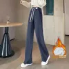 Women's High Waist Thickened Fleece Wide Leg Pants Autumn Winter New Style Casual Straight Corduroy Trousers Slimming Effect
