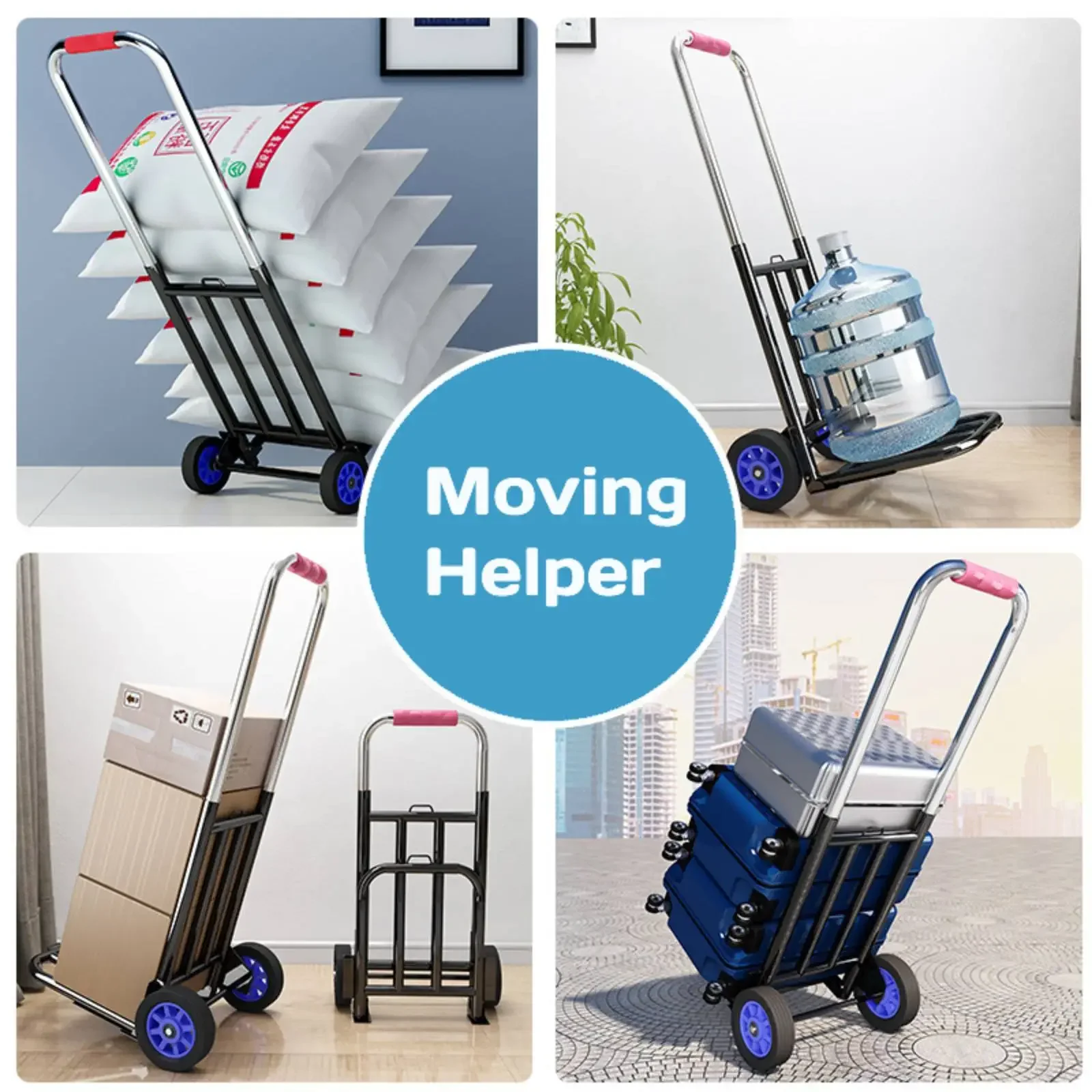 Hand-pulled Cart Folding Portable Luggage Shopping Grocery Shopping Heavy-duty Small Trolley for Home Trailer Household