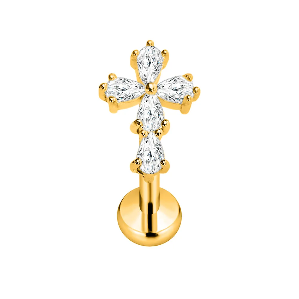 ASTM F136 G23 Titan Blütenblätter Stern Herz Schmetterling Threadless Piercing Pin Push-in Labret Daith Conch Ohrring 16G 18G 20G – Detail 14