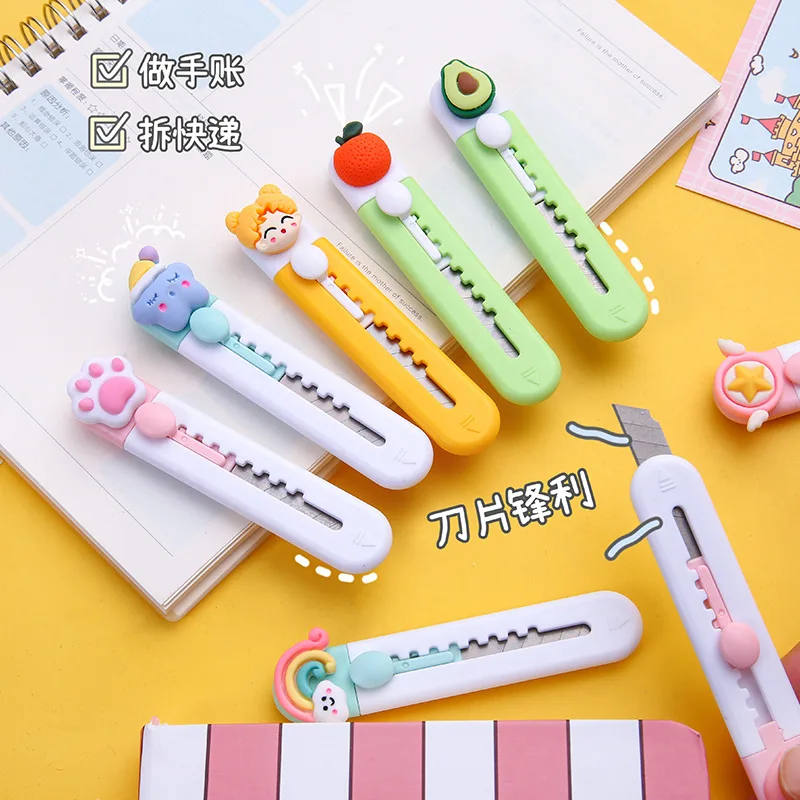 Kawaii Fruits Animals Alloy Mini Portalble Utility Knife Cutter Letter Envelope Opener Mail Knife School Office Supplies