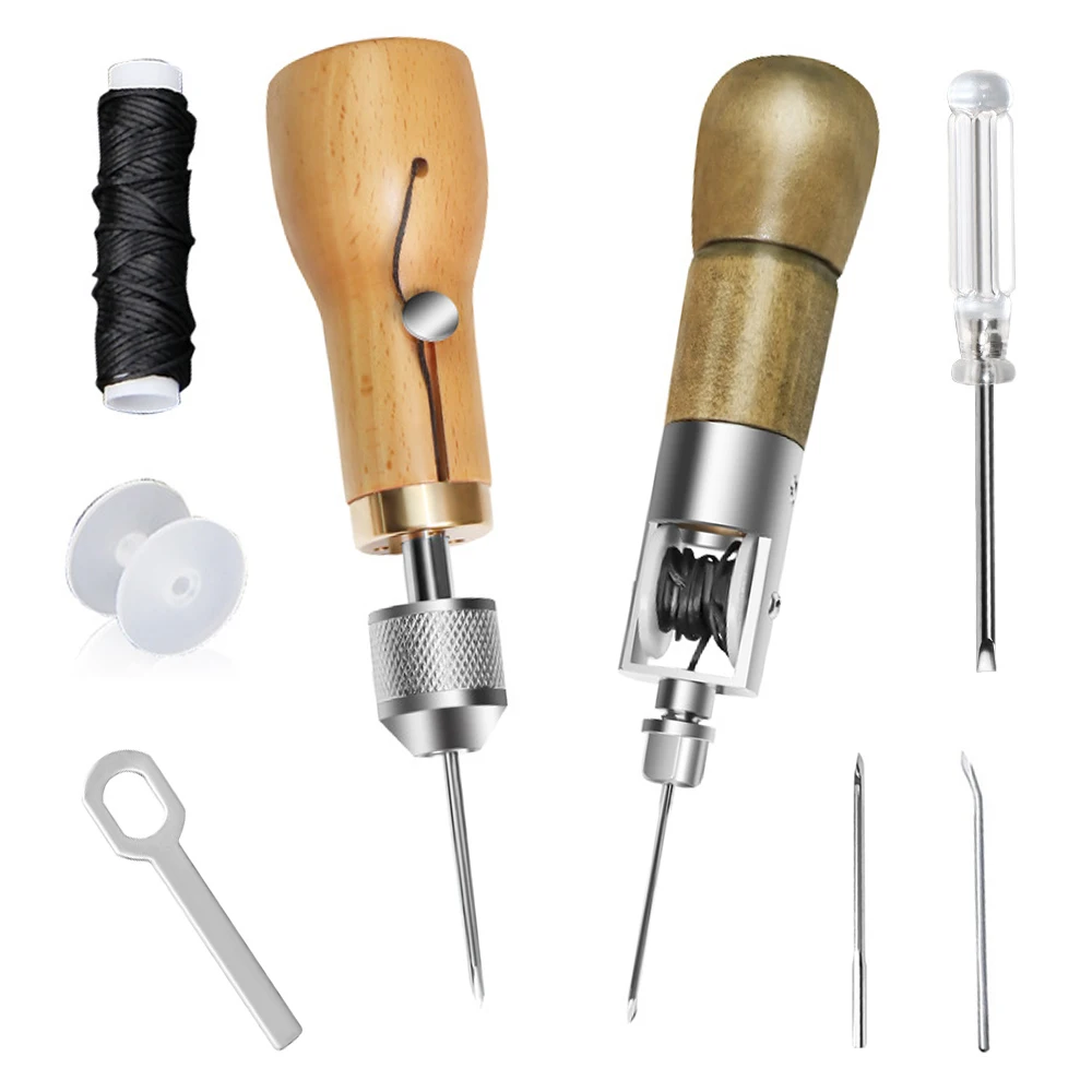 Stitching Belt Strips Waxed Thread Hand Sewing Tools Shoemaker Canvas Repair Leather Sewing Awl Kit DIY Leather Craft Edge leather sewing kit leather tool leather sewing awl set leathercraft tools leather tools leather sewing tool set