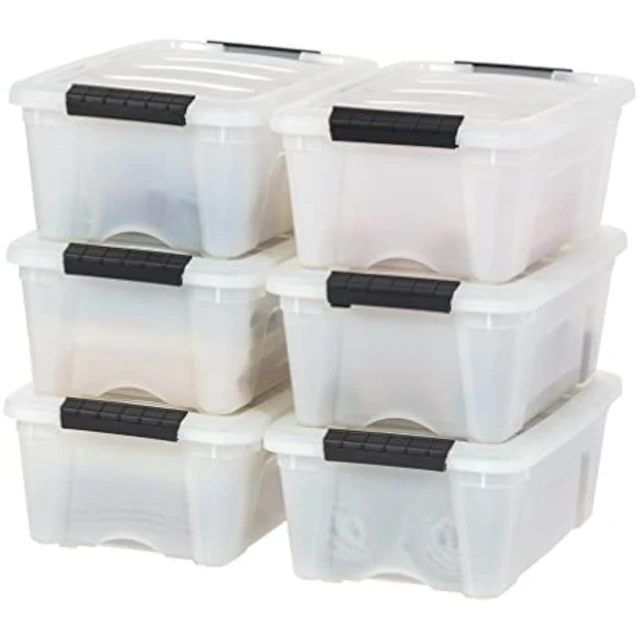 6 Packs 17 QT Plastic Storage Bins with Lids Large Stackable Storage  storage box organizer box storage organizer - AliExpress