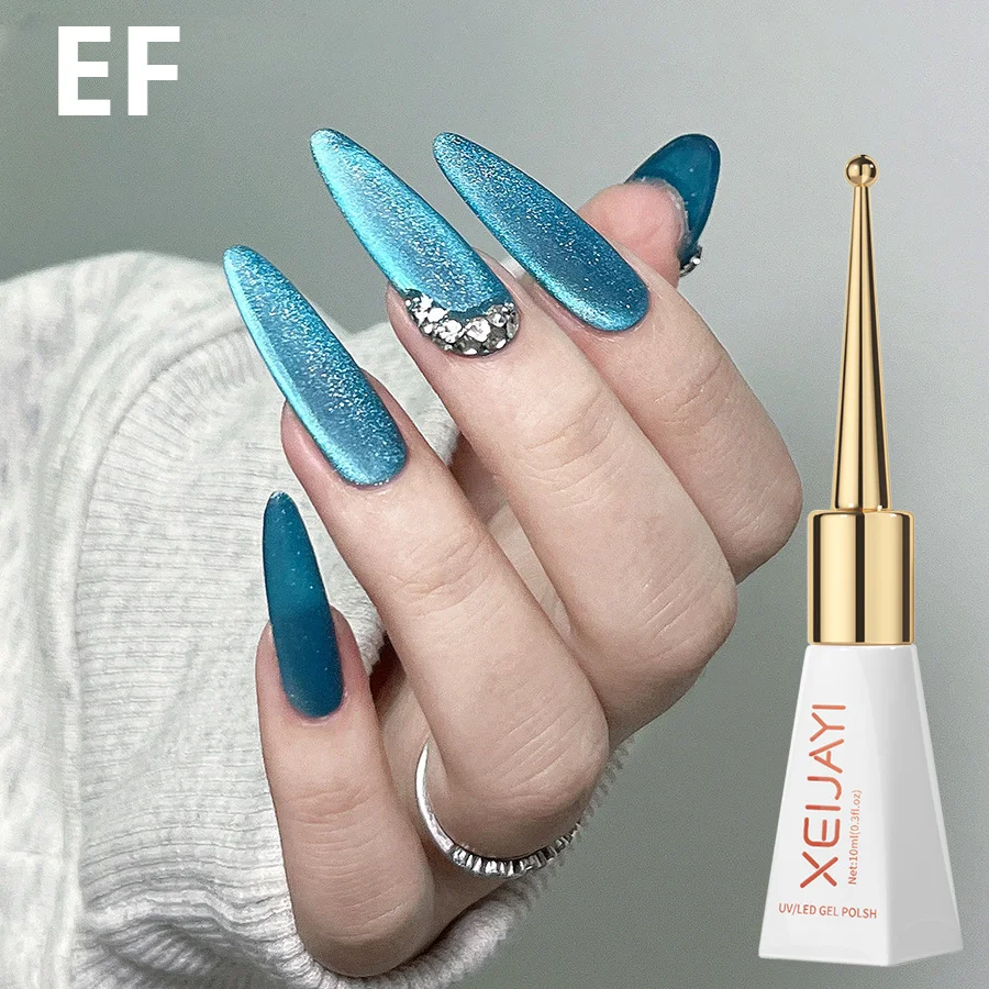 

XEIJAYI Cat Eye Gel Polish Green Glitter Magnetic Gel Semi-permanent Enamels Hybrid Nail Varnish Manicure Products Free Shipping